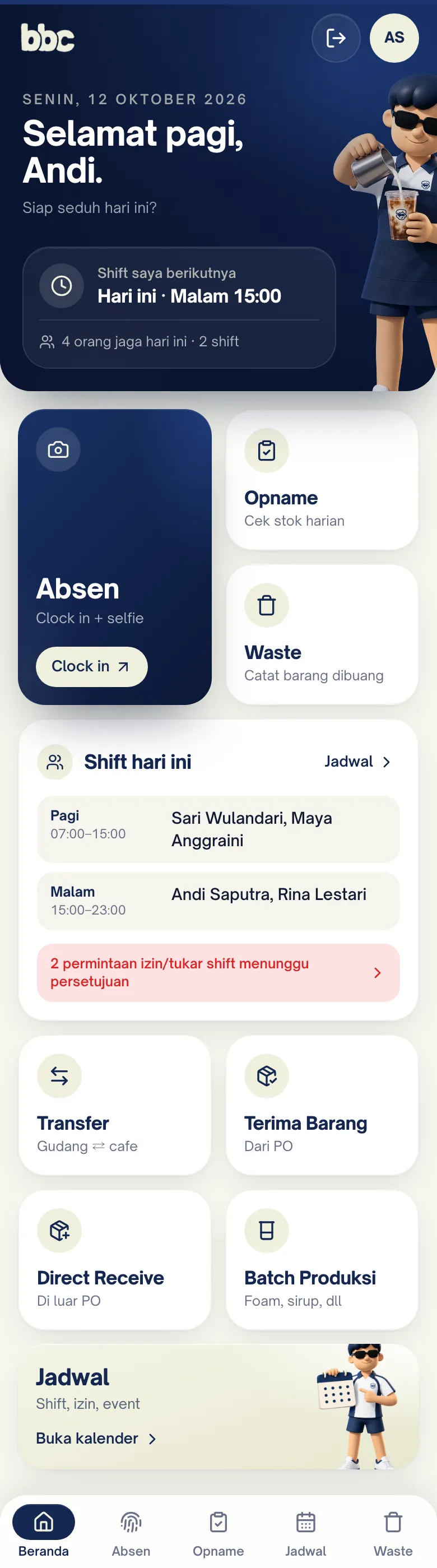 App barista BBC POS, data demo
